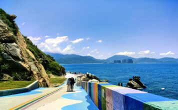 Visitando a Ilha Fenjiezhou, em Lingshui, Hainan
